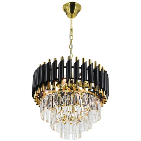 Żyrandol metalowy złoto-czarny z kryształami 40cm 6260/4 z serii TOLEDO - Lampy Elem